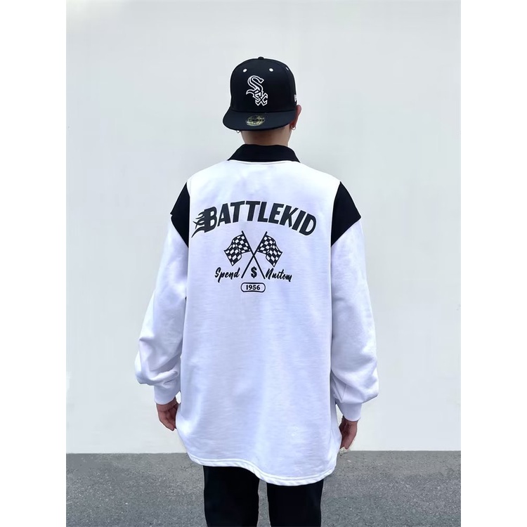 Áo Thun Nỉ Cổ Tròn Dáng Rộng Cỡ Lớn Phong Cách Đường Phố Mỹ Cá Tính Cho Nam