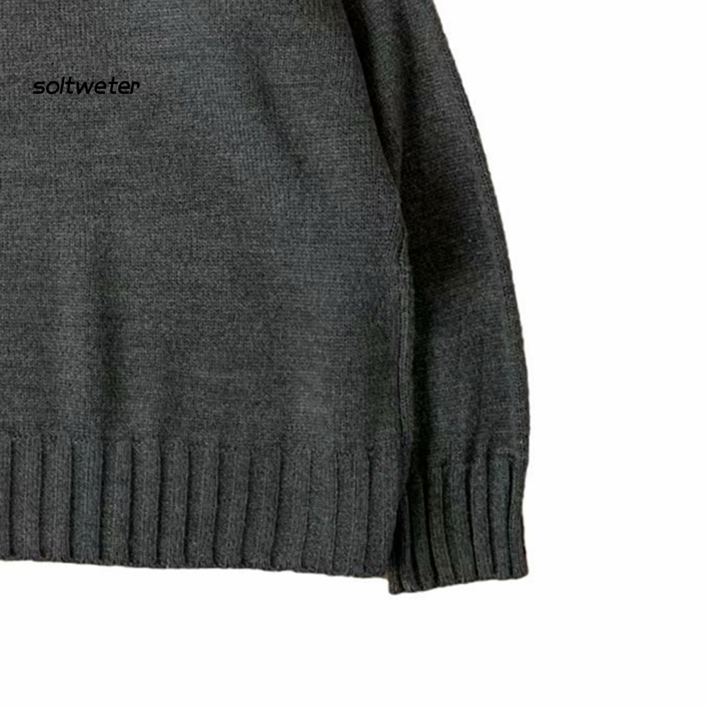 Áo Sweater Dệt Kim Cổ Cao Màu Sắc Đơn Giản Cho Nam Giới