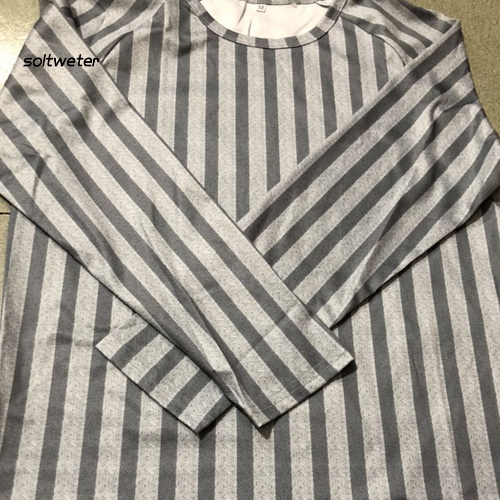 Áo Thun Cổ Tròn Họa Tiết Kẻ Sọc Đơn Giản Thời Trang Mùa Xuân Cho Nam