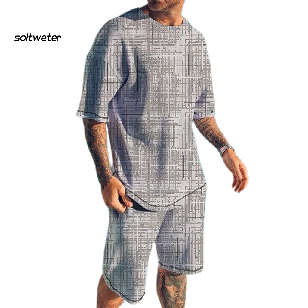 Bộ Đồ Thể Thao 2 Món Áo Thun Tay Ngắn Cổ Tròn In Họa Tiết 3D Phối Túi Cá Tính Cho Nam