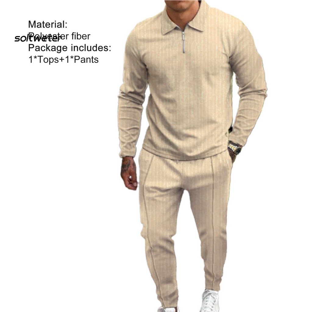 Set Áo Nỉ Dài Tay Cổ Bẻ + Quần Dài Màu Sắc Trơn Thấm Hút Mồ Hôi Thời Trang Mùa Thu