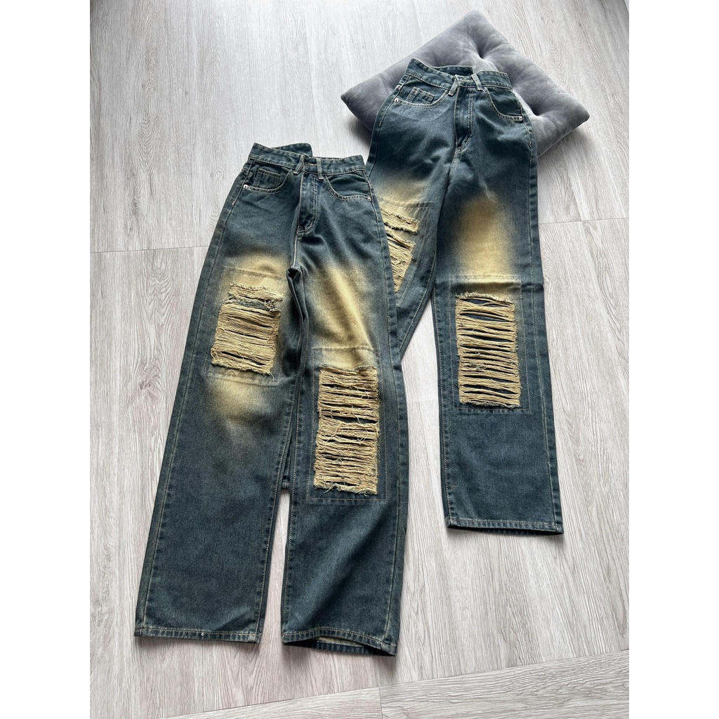 Quần Suông Qc màu bụi rách kiểu dài 105cm Q300