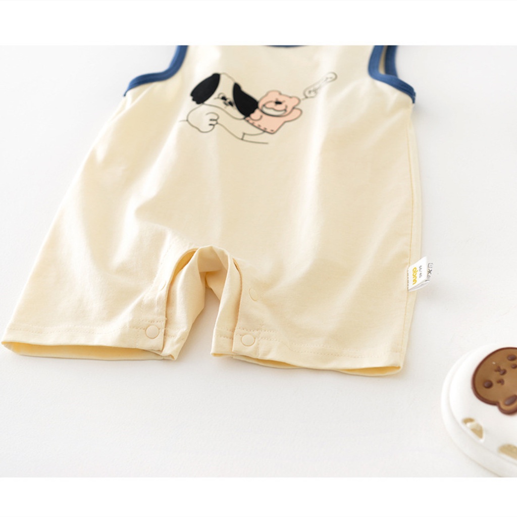 Bộ Áo Liền Quần Sát Nách Bằng Vải Cotton In Hoạt Hình Động Vật Thời Trang Mùa Hè Cho Bé Sơ Sinh 0-2 Tuổi