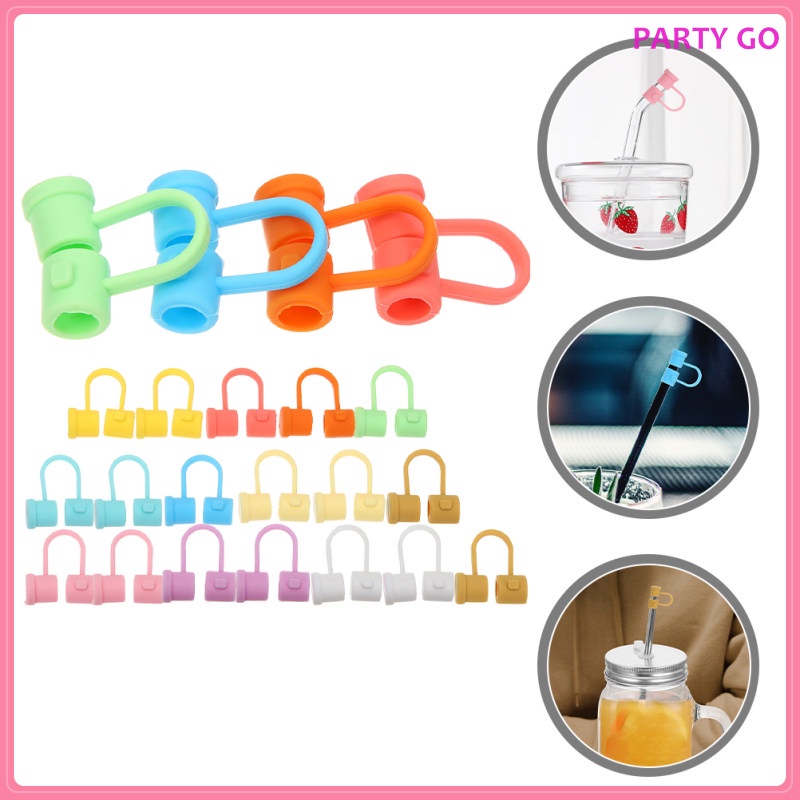 Set 30 Nắp Đậy Ống Hút Bằng Silicone Tiện Dụng