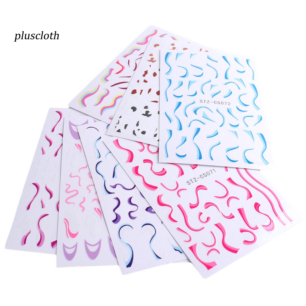 Bộ 7 Miếng Dán Móng Tay Siêu Mỏng Họa Tiết Hình Học 3D Phong Cách Pháp