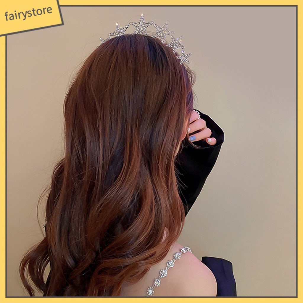 Băng Đô Cài Tóc Hình Ngôi Sao Đính Đá Lấp Lánh Thời Trang Cho Nữ