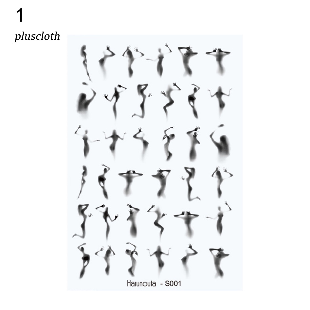 < Plusclothing > Hình Dán Móng Tay Siêu Mỏng Họa Tiết Lá Hoa Nhiệt Đới Màu Trắng Đen Sống Động Cho Nữ