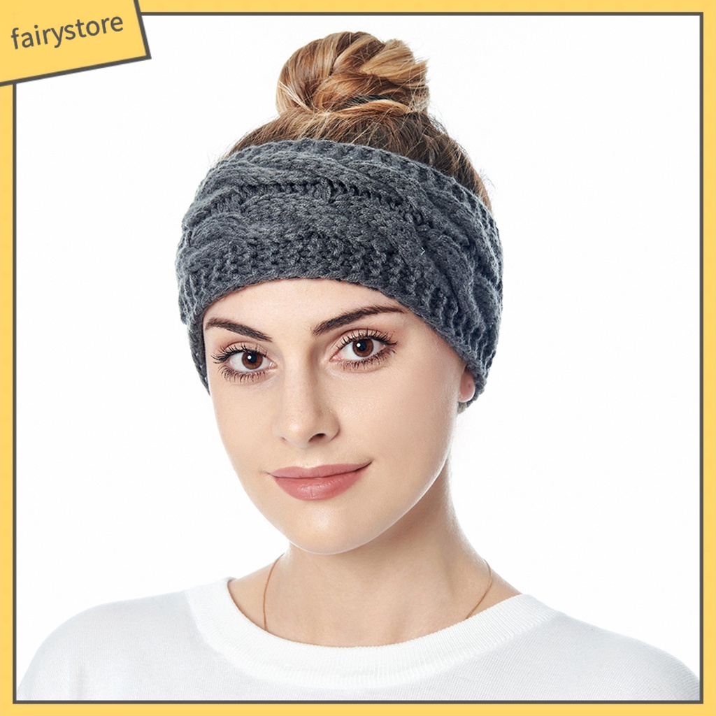 Băng Đô Len Dệt Kim Co Giãn Giữ Ấm Mùa Thu Đông Cho Nữ