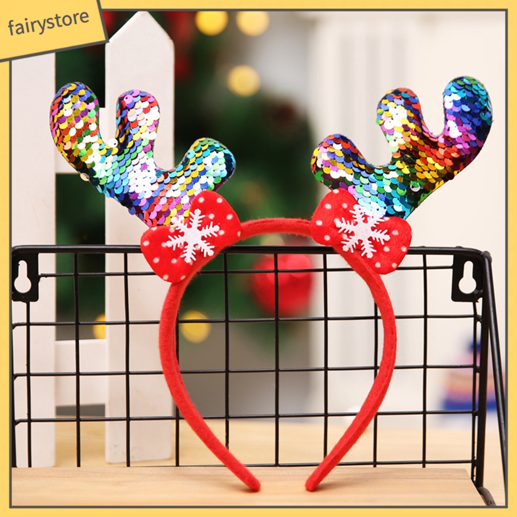 Băng Đô Cài Tóc Hình Sừng Hươu Đính Kim Sa Vui Nhộn Chống Mài Mòn Cho Người Lớn Và Trẻ Em