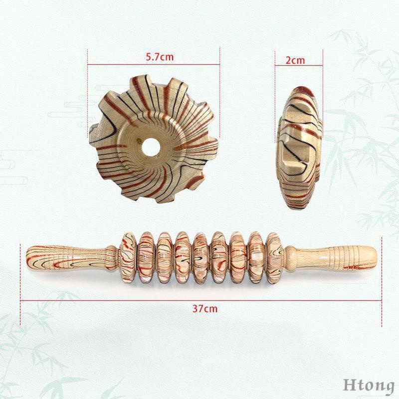 Dụng Cụ Lăn Mát Xa Cơ Bụng / Cơ / Đùi / Chân Cầm Tay 9 Bánh Xe Bằng Gỗ Chuyên Nghiệp Đa Năng Thích Hợp Làm Quà Tặng Cho Nam Và Nữ