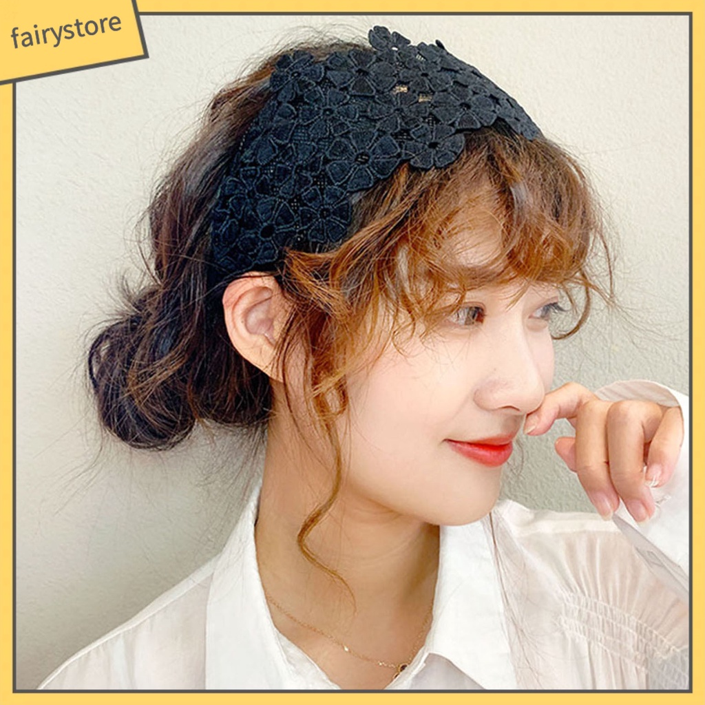 Băng Đô Cài Tóc Họa Tiết Ren Hoa Bắt Mắt Lâu Trôi Chống Biến Dạng