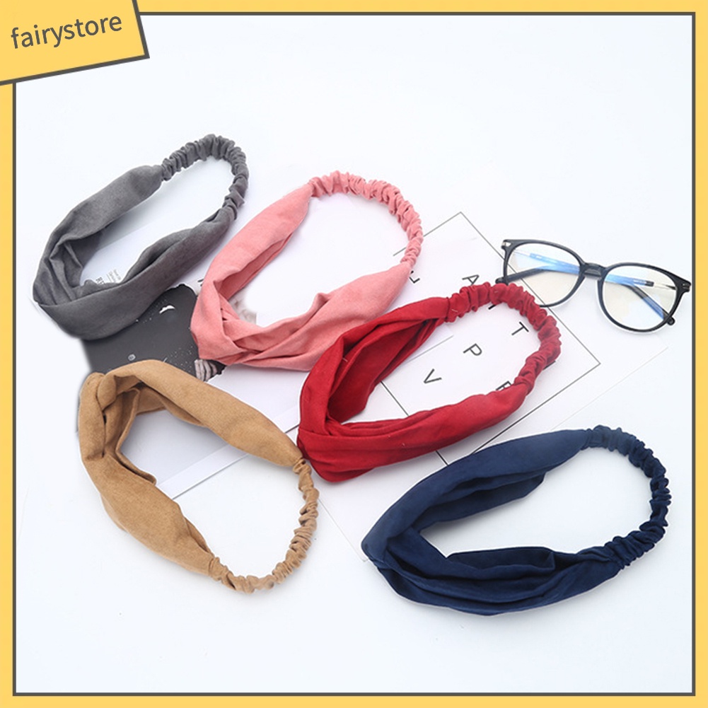 Băng Đô Cài Tóc Thắt Nút Bằng Da Lộn Màu Trơn Phong Cách Vintage Dành Cho Nữ