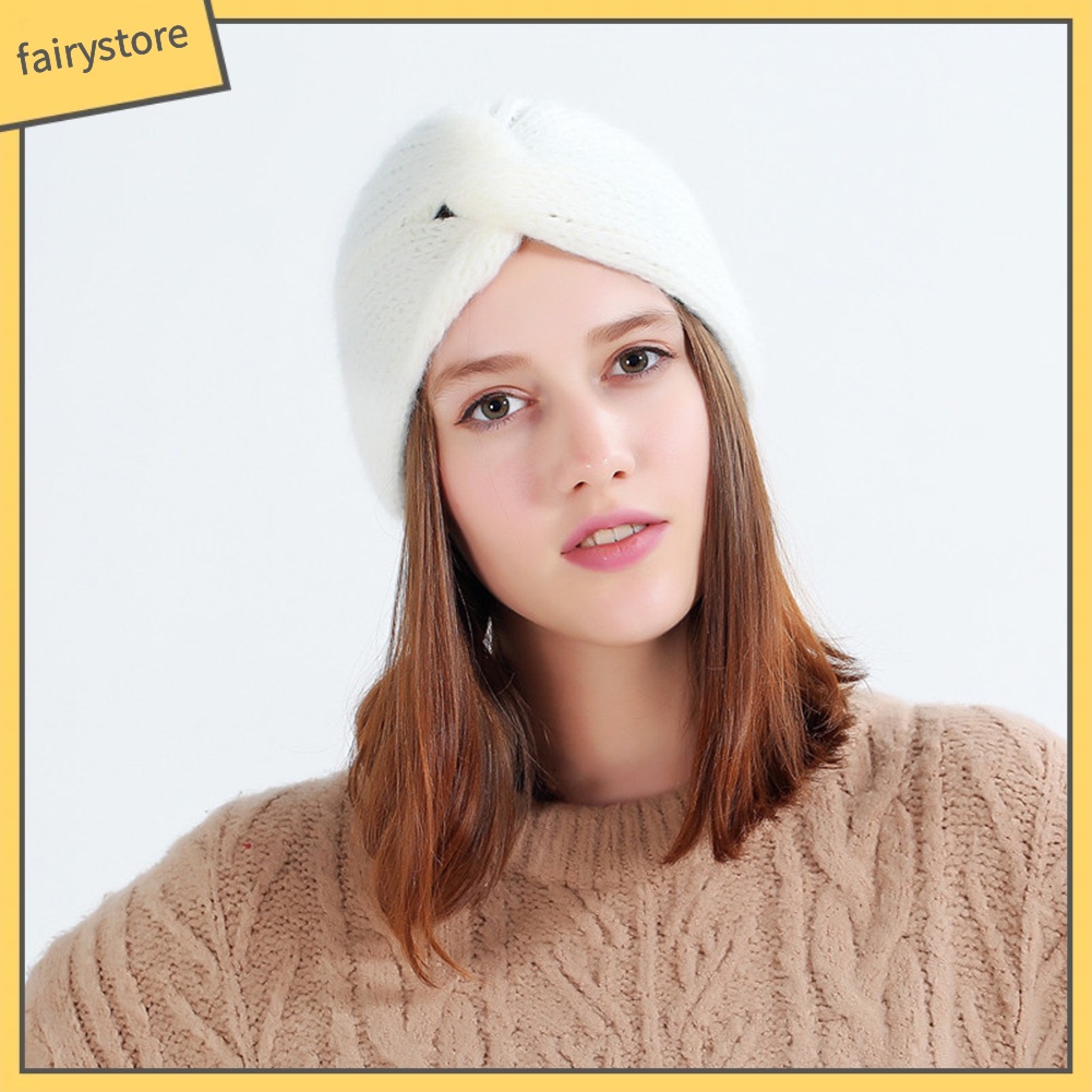 Mũ Turban Đan Len Màu Trơn Thời Trang Thu Đông Cho Nữ