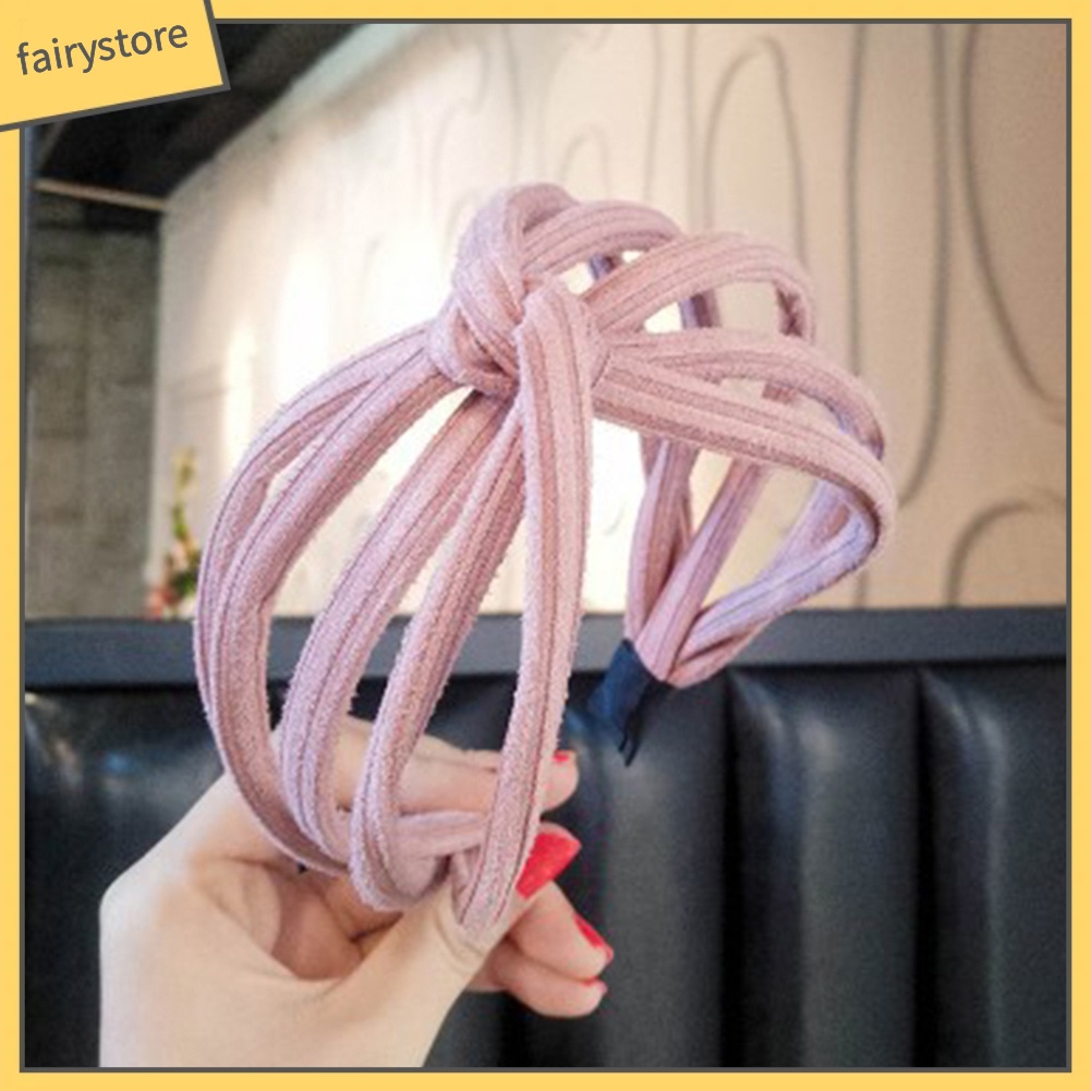 Băng Đô Thắt Nút Nhiều Lớp Màu Trơn Thời Trang Cho Nữ