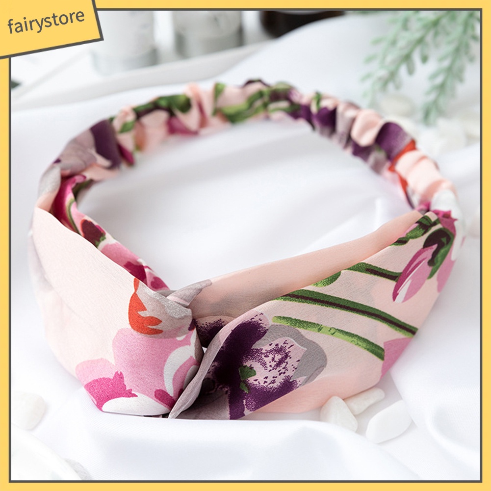 Băng Đô Thắt Nút Co Giãn In Họa Tiết Hoa Xinh Xắn Thời Trang Cho Nữ