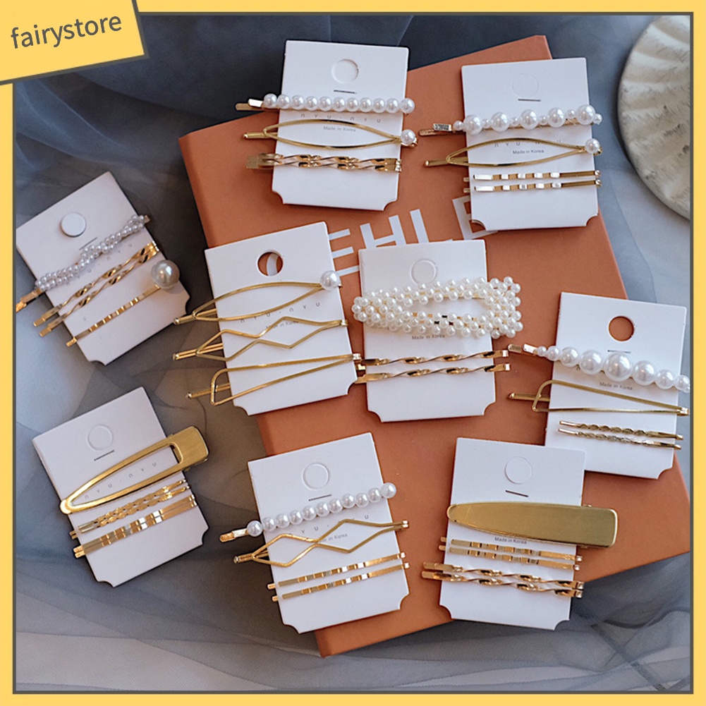 Set 3 / 4 / 5 Kẹp Tóc Đính Ngọc Trai Giả Thời Trang Nữ