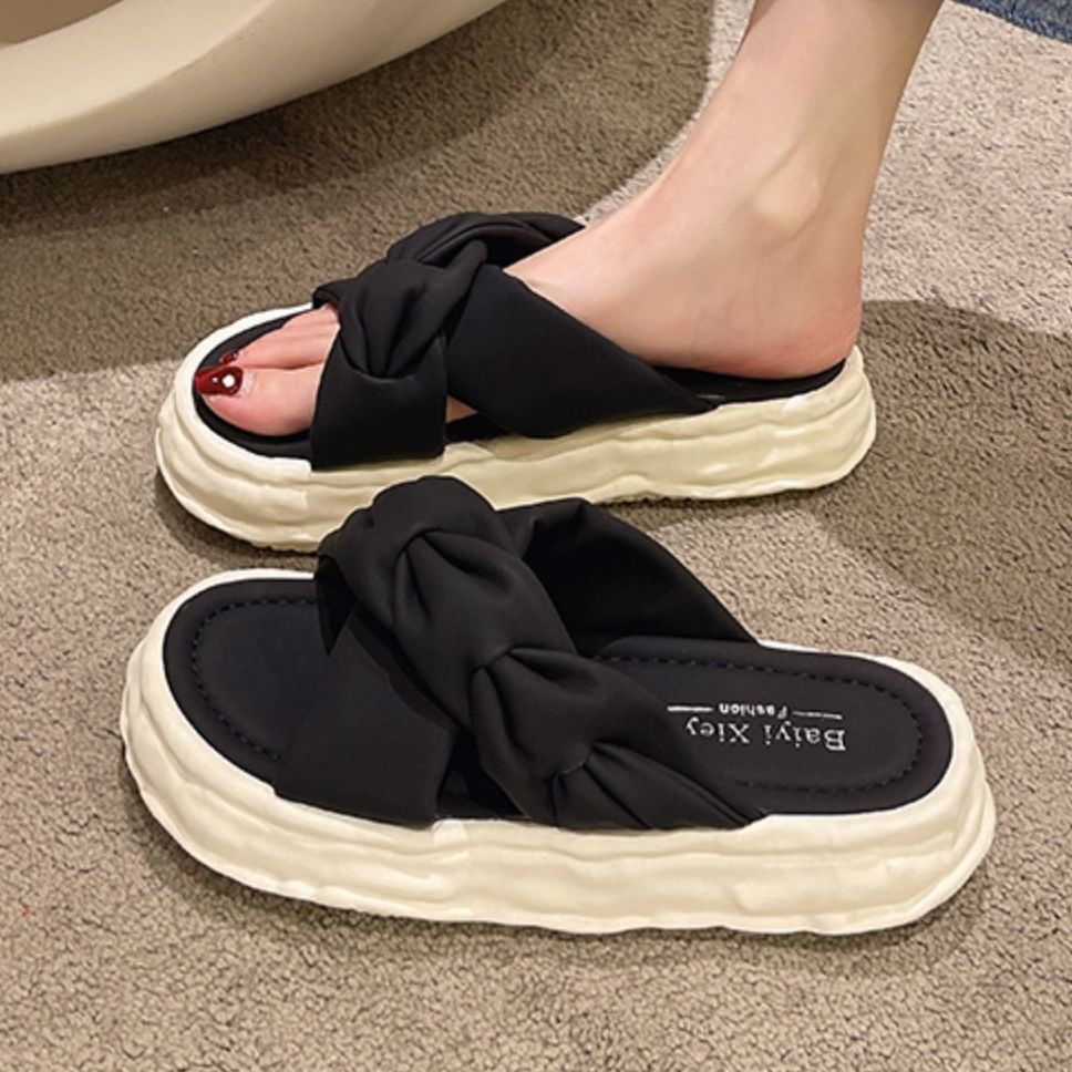 Dép Lê Nữ Đế Độn 2 Quai Chéo,Dép Quai Ngang Nữ Đế Cao 5cm  hàng quảng châu