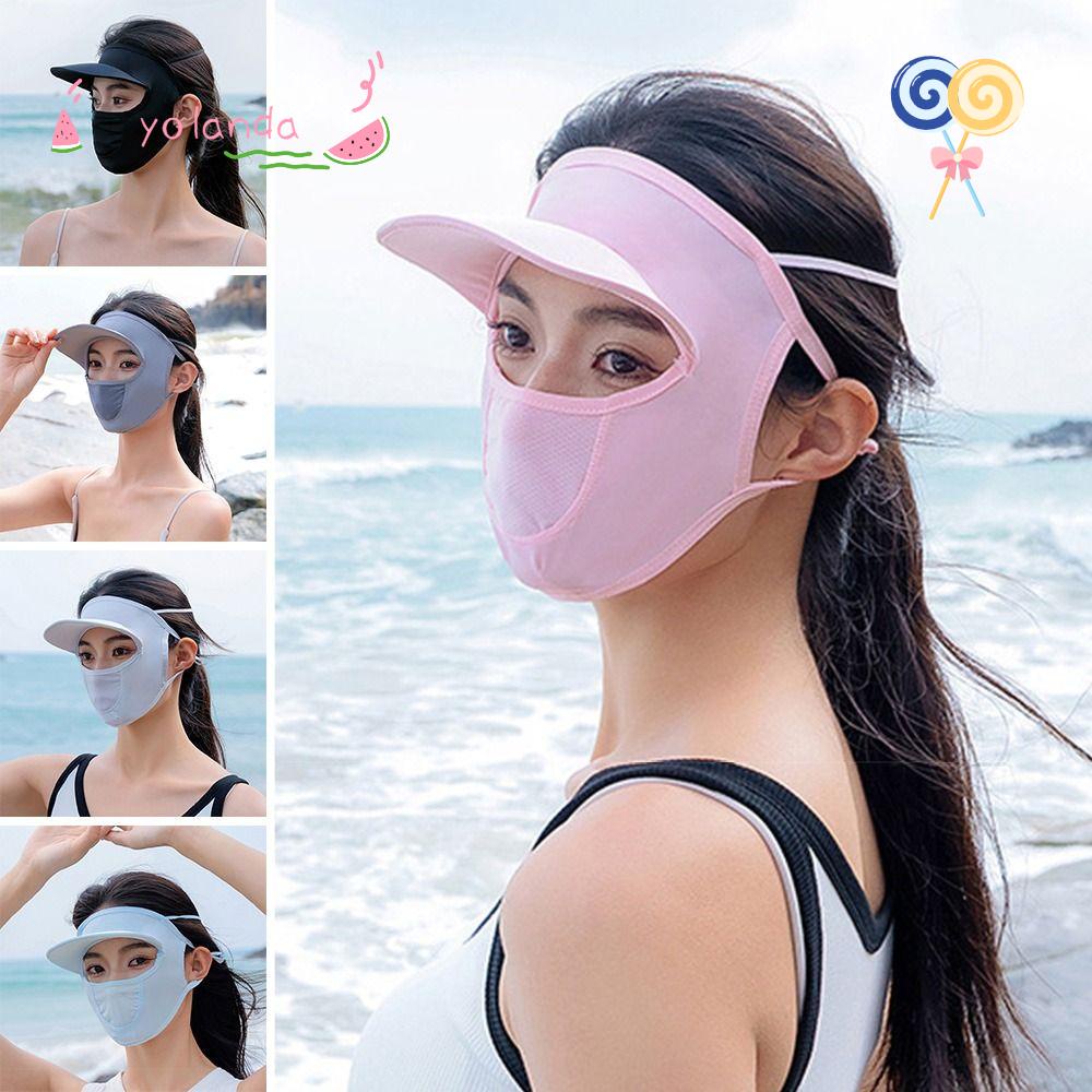 Yola Mũ Chống Nắng Bằng Lụa Lạnh Thoáng Khí Che Mặt Balaclava Mùa Hè