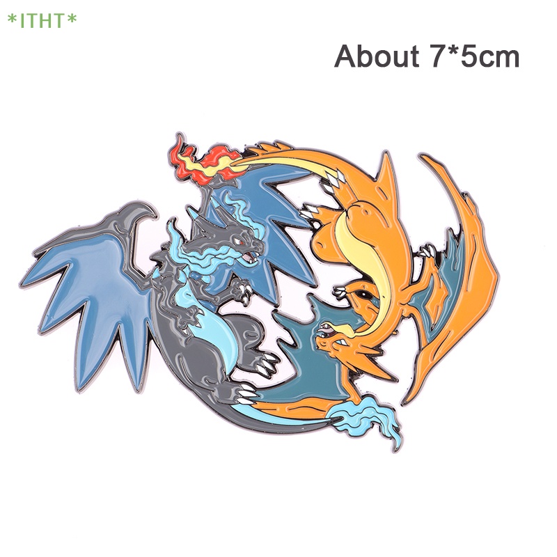 Huy Hiệu Cài Áo Kim Loại Hình Pokemon Charizard Rayquaza Mới