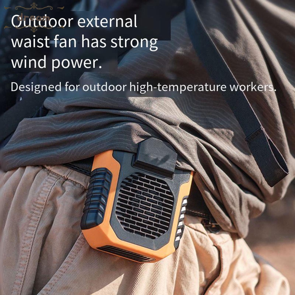 【DREAMLIFE】Waist Clip Fan 3 Speed ABS Hand-Free Neck Hanging Cooler With Charging Cable