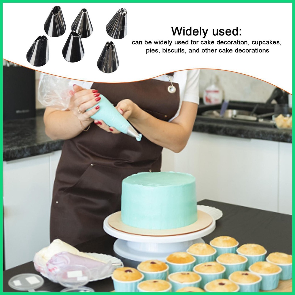 Set 6 Đuôi Bắt Bông Kem Trang Trí Bánh Bằng Thép Không Gỉ