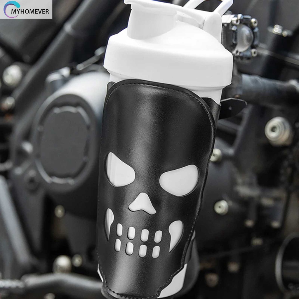 Giá Đỡ Bình Nước Bằng Da PU Hình Đầu Lâu Độc Đáo Trang Trí Xe Đạp