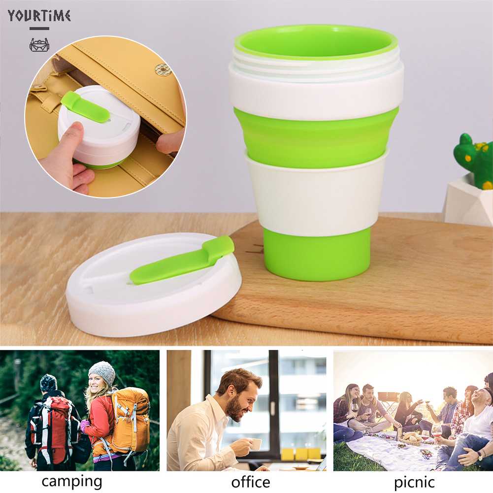 Cốc Uống Cà Phê 475ml Bằng Silicone Có Thể Tháo Rời Tiện Dụng Mang Theo Du Lịch