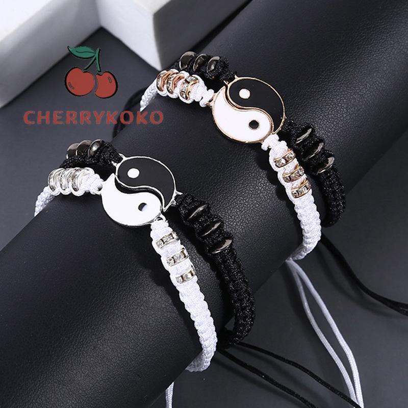 🍒🍒CHERRYKOKO Vòng tay bằng hợp kim thiết kế mặt dây kết hợp âm dương thời trang cho cặp đôi