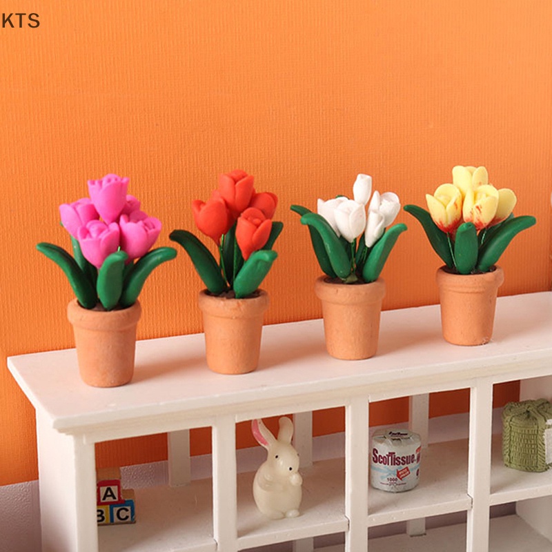 Chậu Hoa Tulip Trang Trí Nhà Búp Bê Tỉ Lệ 1: 12