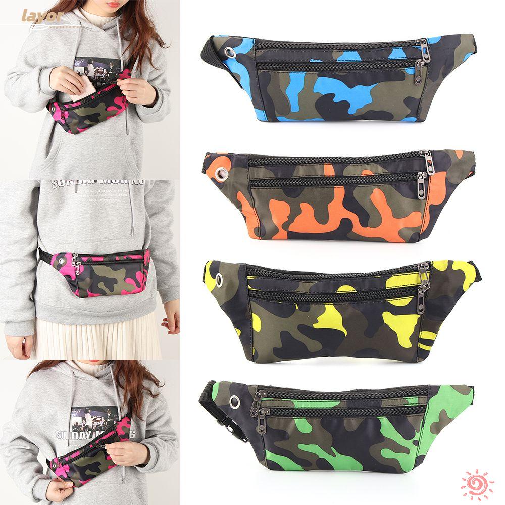 Lay Bum Túi Đeo Hông Có Khóa Kéo Họa Tiết Rằn Ri Unisex