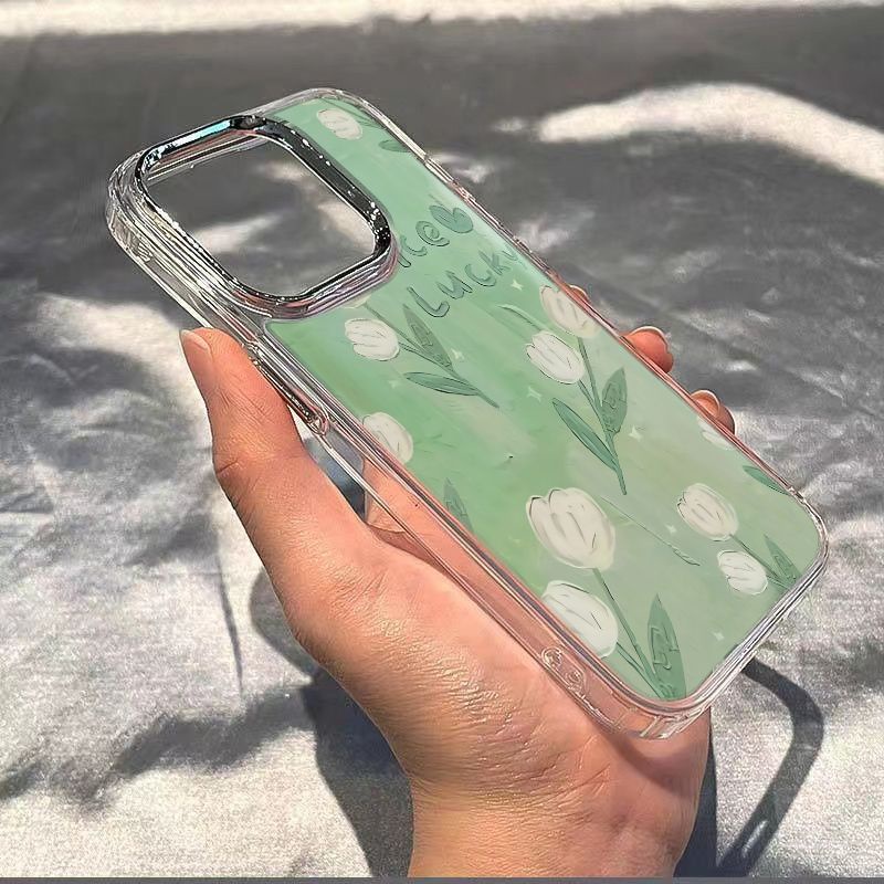 ✅Ốp Điện Thoại Dẻo Họa Tiết Hoa Tulip Đơn Giản Chống Sốc Cho Iphone11 127 8 14pro 13 7NIV Max11