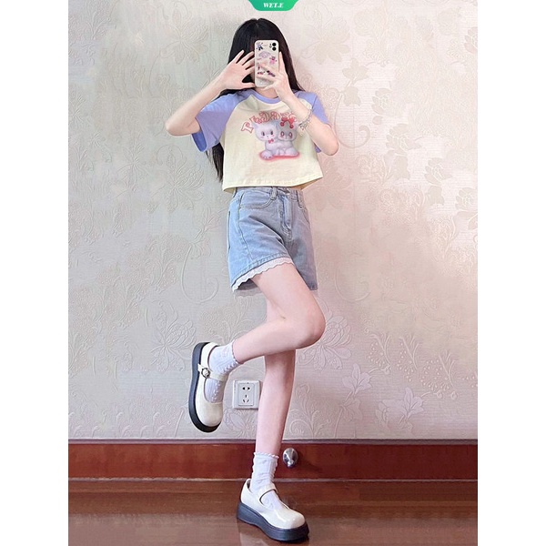 Áo Thun Ngắn Tay In Hình Mèo Hoạt Hình Sáng Tạo Thời Trang Mùa Hè Hàn Quốc Dành Cho Nữ Y2k