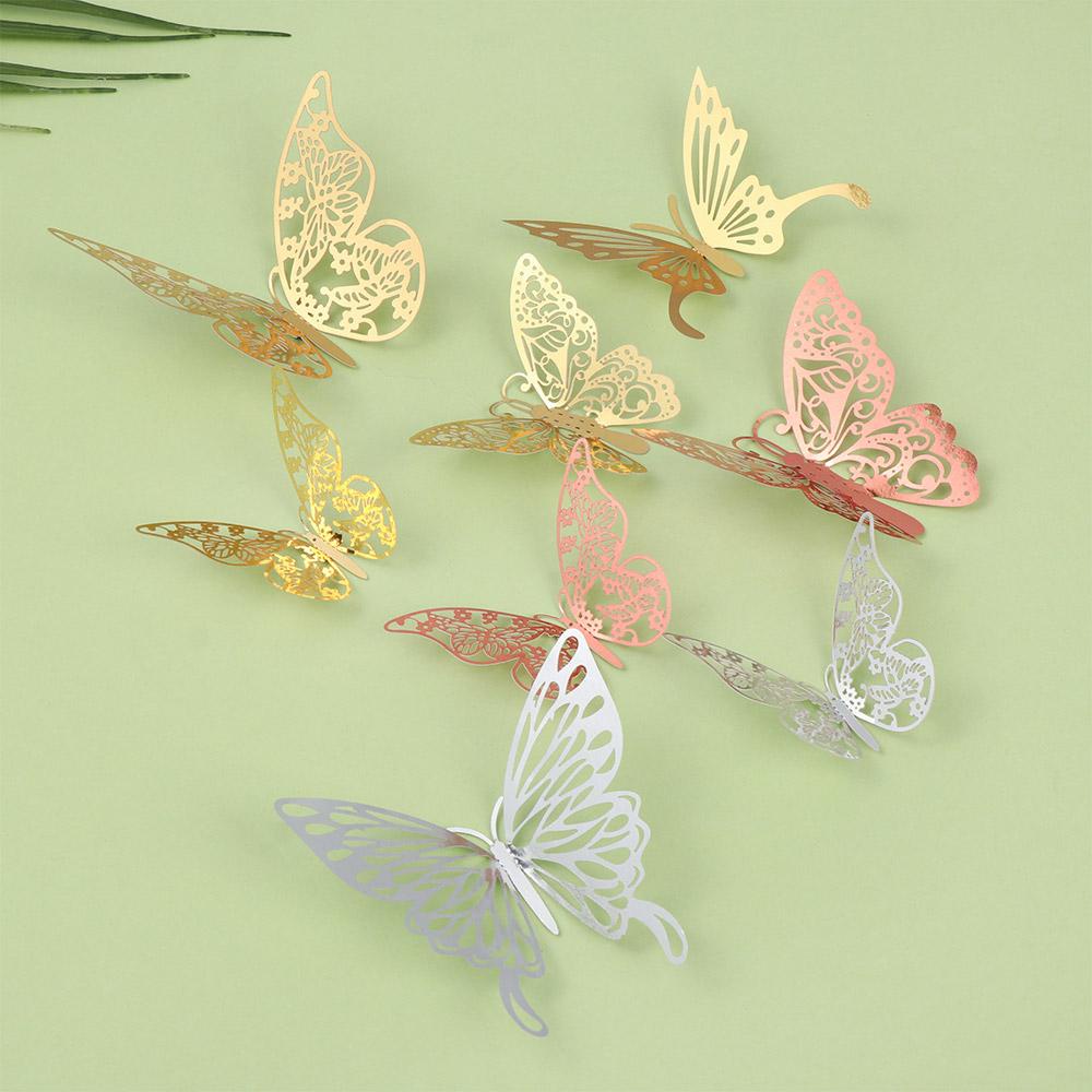 _LONNGZHUAN Set 12 Miếng Dán Tường Hình Bươm Bướm Trang Trí Nội Thất
