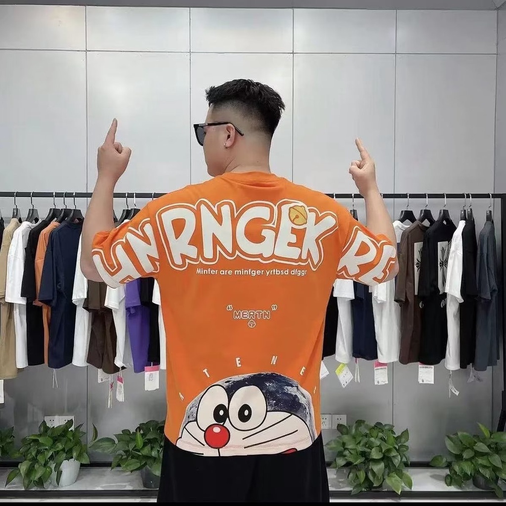 Áo Thun 100% Cotton Tay Ngắn Cổ Tròn In Họa Tiết Hoạt Hình Thời Trang Mùa Hè Cho Nam