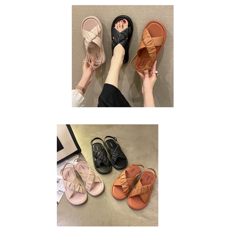 Xăng đan Quai Ngang Màu Cam Thời Trang Mùa Hè 2023 Cho Nữ