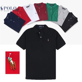 POLO Ralph Lauren nam giới POLO Tay Ngắn Phối Lưới Cotton Nguyên Chất Thêu Hình Ngựa Pony Màu Trơn Chất Lượng Cao Cho