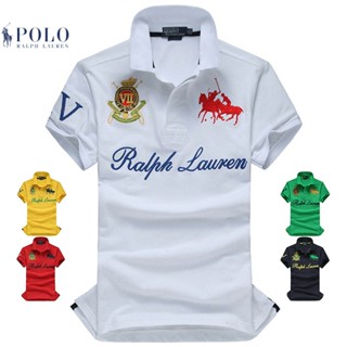 Ralph Lauren Áo Lưới Tay Ngắn Polo Áo Thun Cotton Nguyên Chất Thêu Đôi Chữ Ngựa Chất Lượng Cao Nam Cao Cấp Áo Sơ Mi POLO
