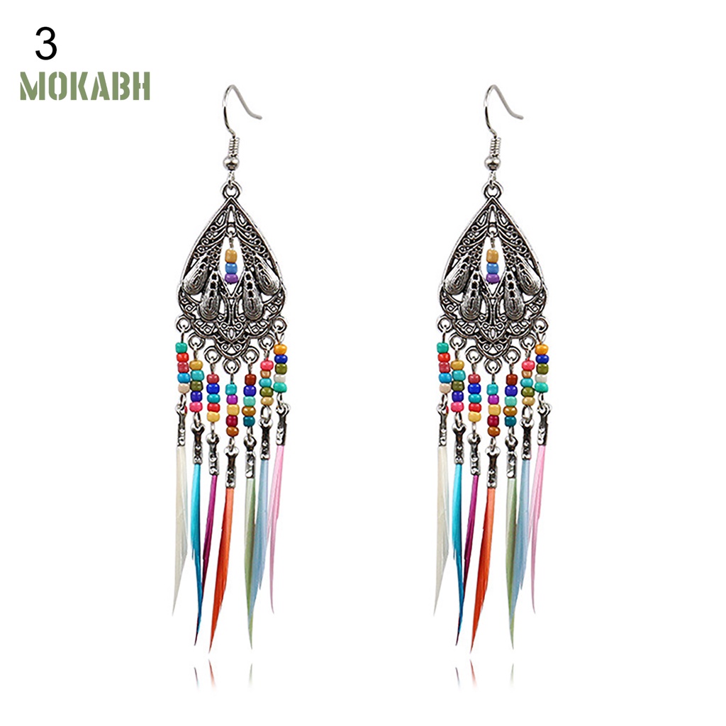 [Mok Abh] Bông Tai Theo Phong Cách Bohemian Retro Hình Lông Vũ