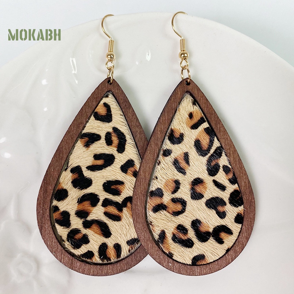 1 Đôi Bông Tai Họa Tiết Hình Giọt Nước Họa Tiết Da Báo Theo Phong Cách Bohemian