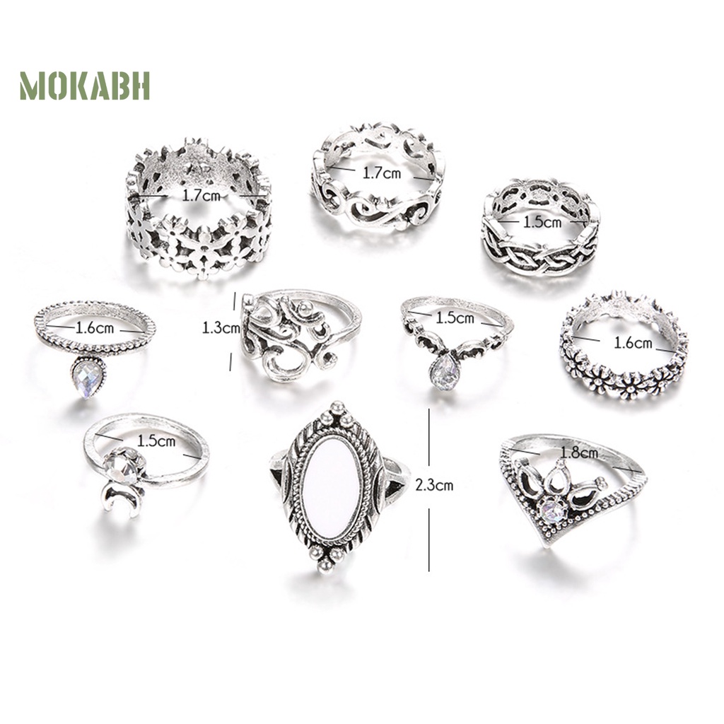 10 Nhẫn Đeo Khớp Ngón Tay Họa Tiết Hình Mặt Trăng Theo Phong Cách Bohemian