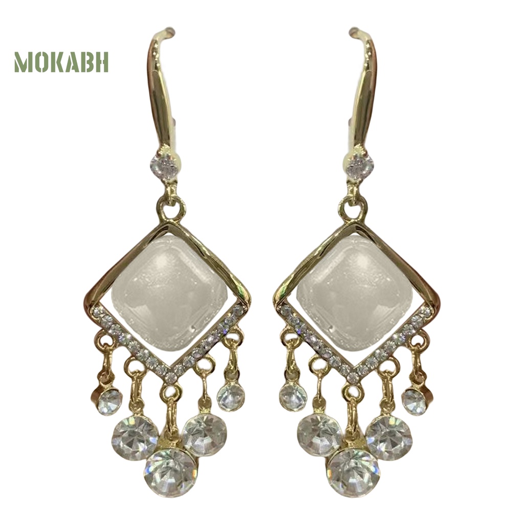 1 Cặp Bông Tai Dáng Dài Đính Đá Lấp Lánh Phong Cách Bohemia