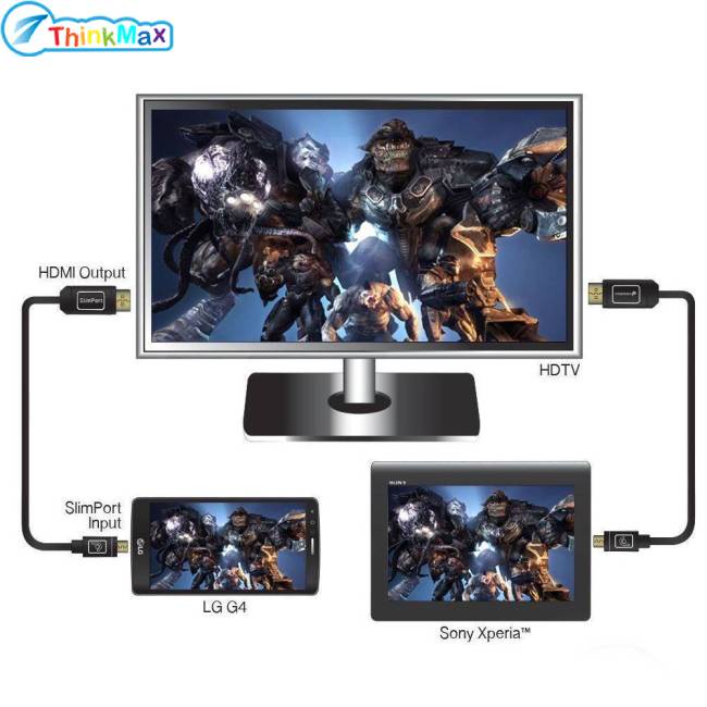 Thinkmax Chính Hãng 100% Chính Hãng!!! Dây Cáp Chuyển Đổi Micro HDMI Sang HDMI 1080P Cho Điện Thoại Thông Minh / Máy Tính Bảng