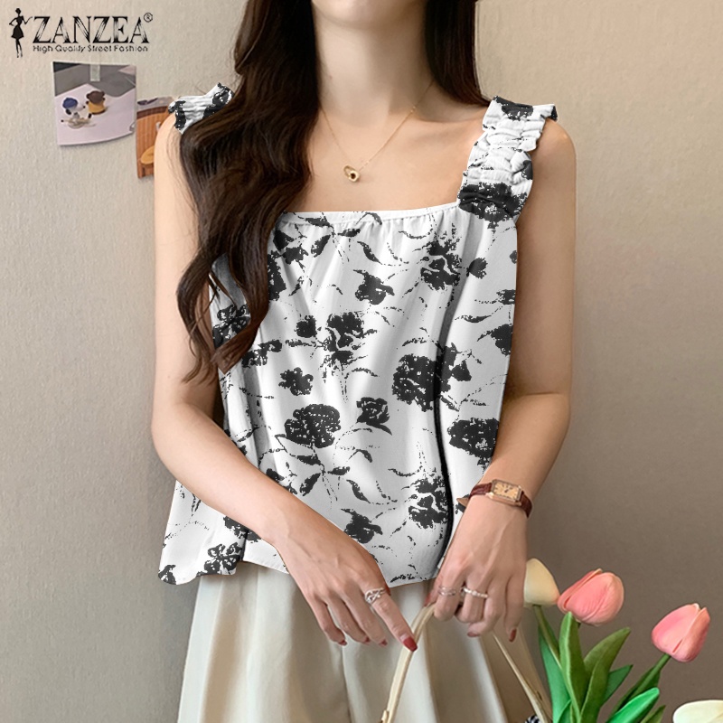 Zanzea Áo Nữ Cộc Tay Cổ Vuông Thời Trang Hàn