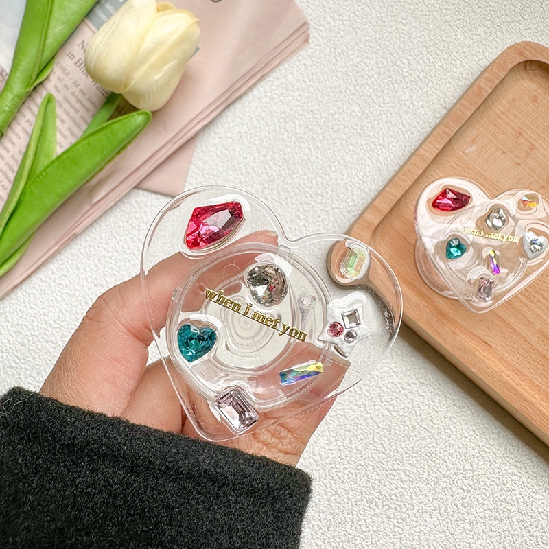 Giá Đỡ Điện Thoại Cầm Tay Màu Trơn Đính Ngọc Trai / Kim Cương Trong Suốt