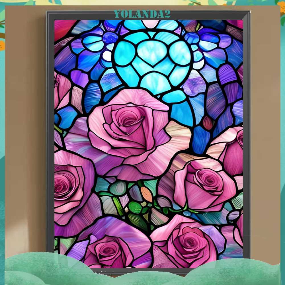Tranh Đính Đá Kim Cương Toàn Bộ 5D DIY Hình Vẽ Hoa Hồng Trang Trí Nhà Cửa