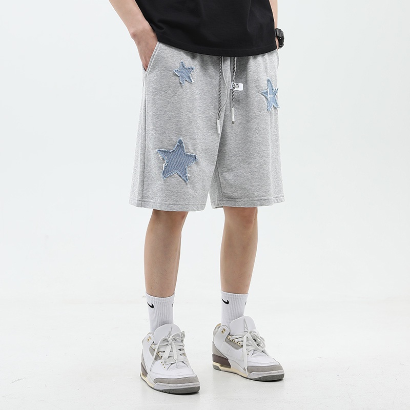 Quần Short Thể Thao Dáng Rộng Họa Tiết Ngôi Sao Phong Cách Hip Hop Đường Phố Mỹ Thời Trang Mùa Hè Cho Nam