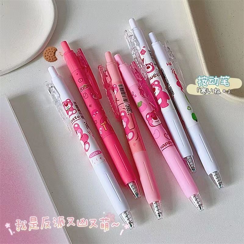 Bút Mực Gel Ngòi 0.5mm Họa Tiết Gấu Hoạt Hình Dễ Thương Cho Học Sinh