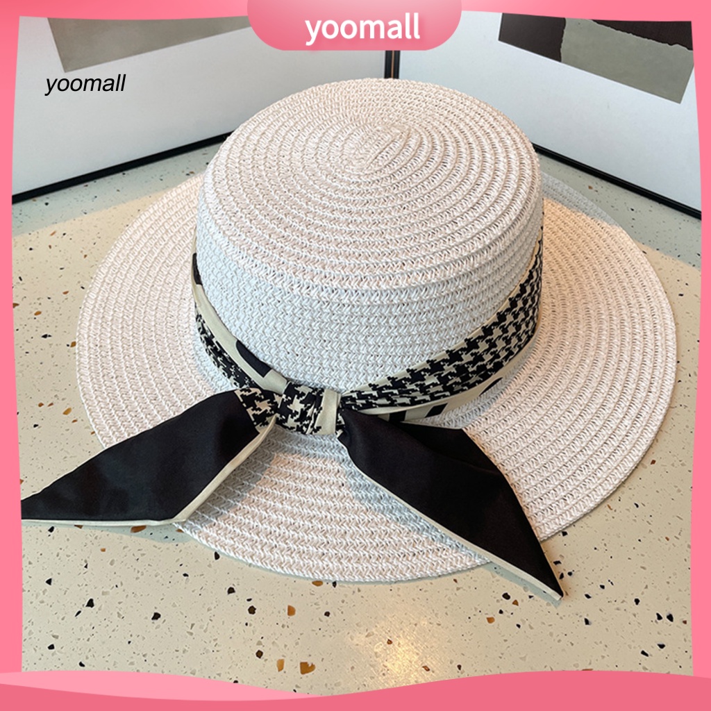 Nón Cối Rộng Vành Phối Ruy Băng Thời Trang Cho Nữ
