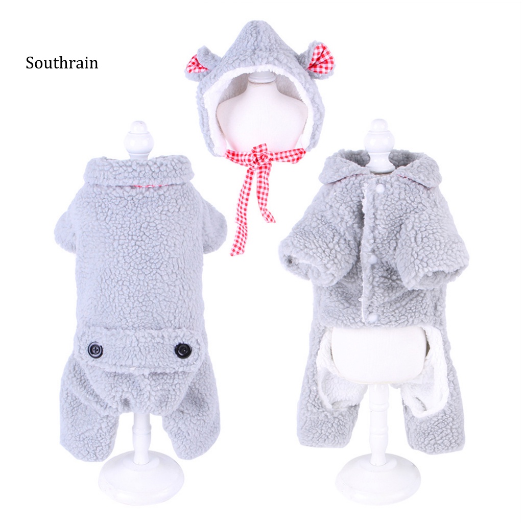 Bộ Áo Liền Quần Bằng Vải Lông Cừu Giữ Ấm Bốn Ống Chân Thời Trang Thu Đông Dành Cho Cún Cưng