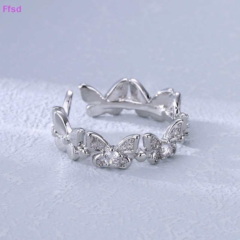 {Ffsd} Mới Nhẫn Đính Đá Zirconia Hình Học / Bướm / Hoa Cúc Điều Chỉnh Được Làm Quà Tặng Trang Sức Tối Giản * Hàng Bán Chạy